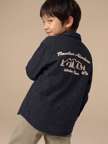 Chemise garçon manches longues gris chiné - vertbaudet enfant 