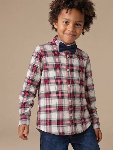 Shirt with bow tie for boys ecru - vertbaudet enfant 