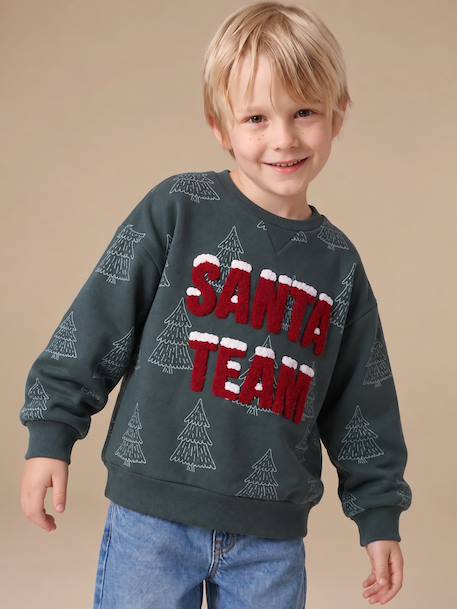 Christmas sweatshirt for boys dark green - vertbaudet enfant 