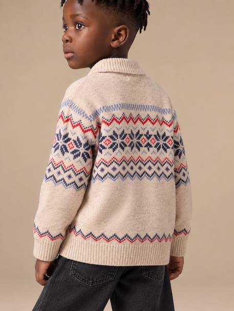 Gilet col châle garçon écru chiné - vertbaudet enfant 