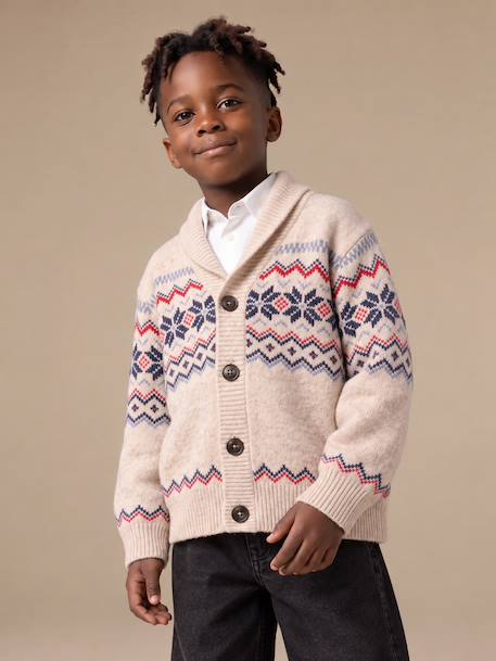 Gilet col châle garçon écru chiné - vertbaudet enfant 
