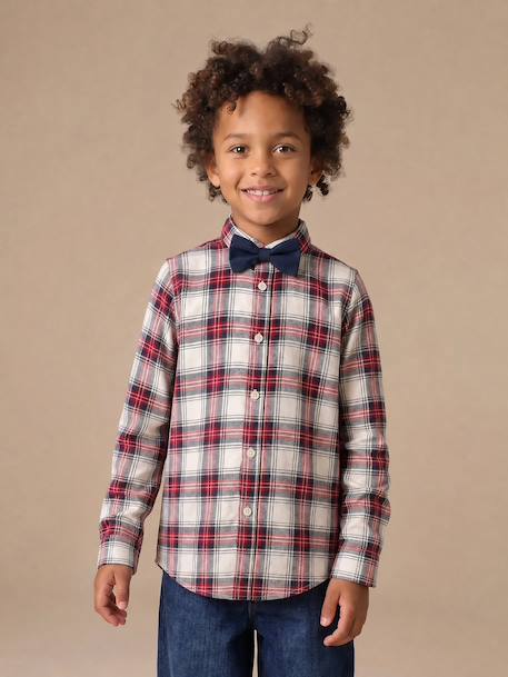 Chemise garçon avec nœud papillon écru - vertbaudet enfant 