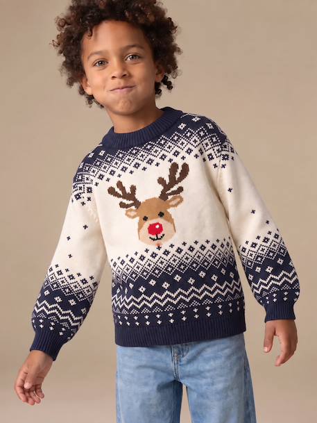 Pull de Noël garçon marine - vertbaudet enfant 