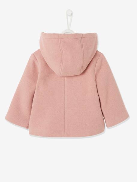 Manteau à capuche bébé fille lainage doublé et ouatiné GRIS CLAIR CHINE+vieux rose - vertbaudet enfant 