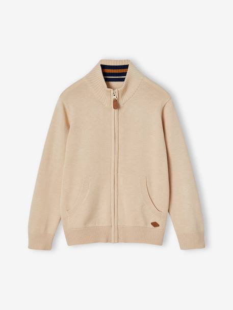 High Neck Jacket with Zip, for Boys Blue+marl green+White/Red - vertbaudet enfant 