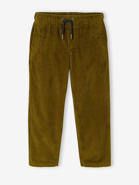 Wide-leg corduroy trousers for boys cappuccino+lichen - vertbaudet enfant 
