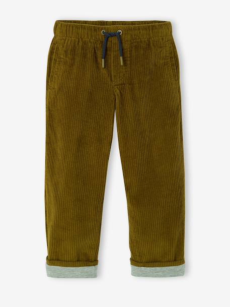 Wide-leg corduroy trousers for boys cappuccino+lichen - vertbaudet enfant 