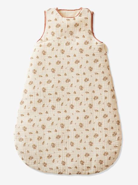 Sleeveless Baby Sleep Bag in Cotton Gauze, Barn BEIGE LIGHT ALL OVER PRINTED - vertbaudet enfant 
