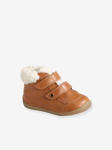 Ankle Boots with Faux Fur for Baby Boys, Designed for First Steps Camel - vertbaudet enfant 