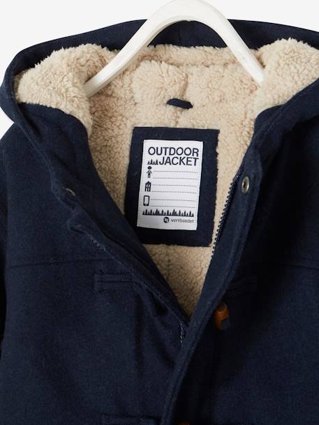 Woollen Duffle Coat with Sherpa Lining for Boys Dark Blue - vertbaudet enfant 