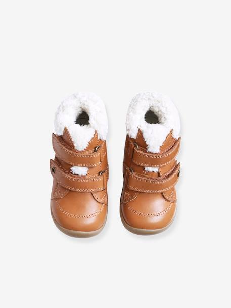 Ankle Boots with Faux Fur for Baby Boys, Designed for First Steps Camel - vertbaudet enfant 