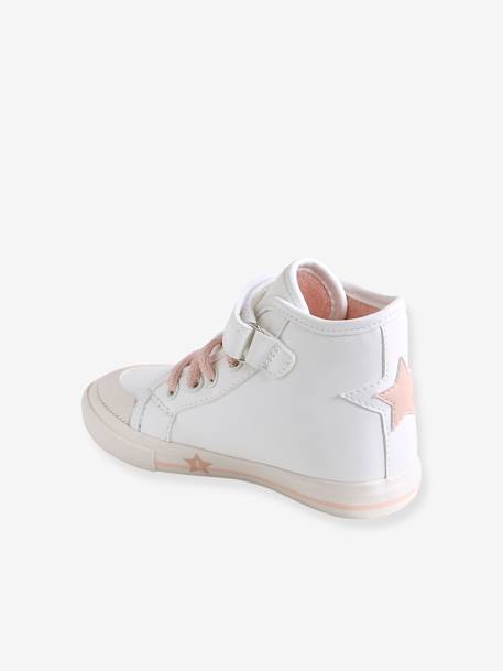 High Top Trainers with Glitter, for Girls, Designed for Autonomy White - vertbaudet enfant 