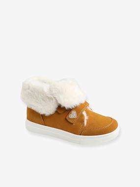 -Convertible Fur-Lined Leather Boots, for Girls