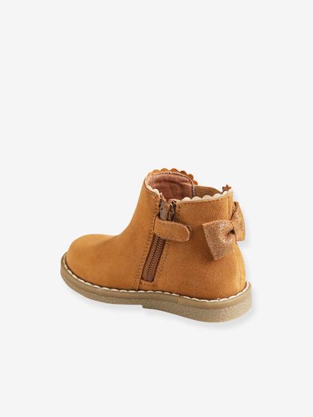 Boots bébé fille cuir zippées beige imprimé+bordeaux+CAMEL+marine+noir - vertbaudet enfant 