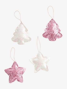 -Set of 4 Christmas Decorations, Glitter