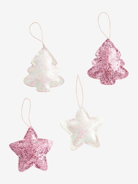 Set of 4 Christmas Decorations, Glitter Pink - vertbaudet enfant 