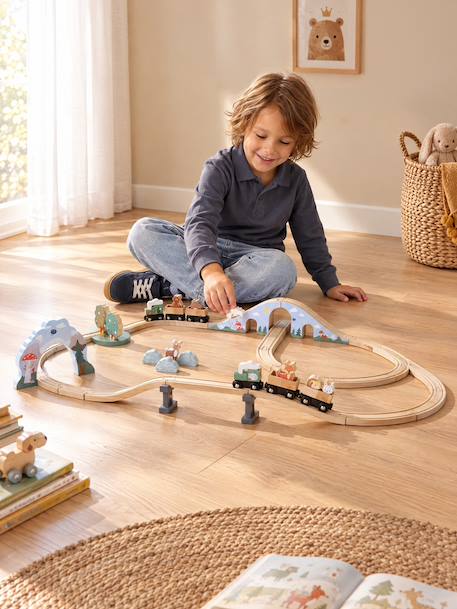 FSC 100% 55-piece wooden train set wood - vertbaudet enfant 