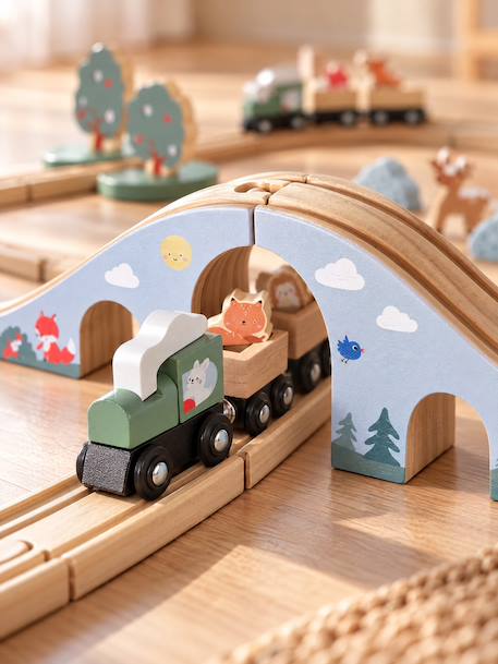 FSC 100% 55-piece wooden train set wood - vertbaudet enfant 