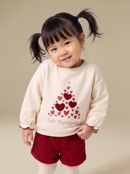 Baby girls' sweatshirt, shorts and tights set red - vertbaudet enfant 
