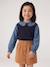 Pull col claudine lilas+marine+tomette - vertbaudet enfant 