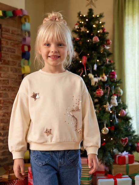 Sweat de Noël enfant fille écru - vertbaudet enfant 