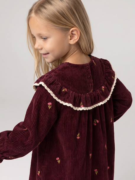 Long-sleeved velvet dress for girls plum - vertbaudet enfant 