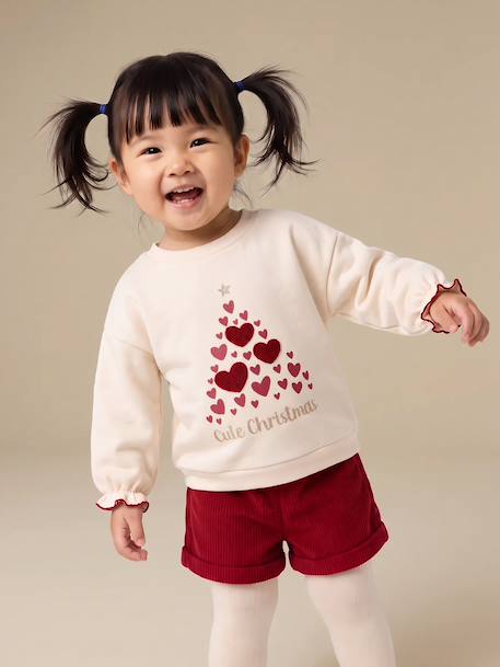 Ensemble Noël bébé fille sweat short collants rouge - vertbaudet enfant 