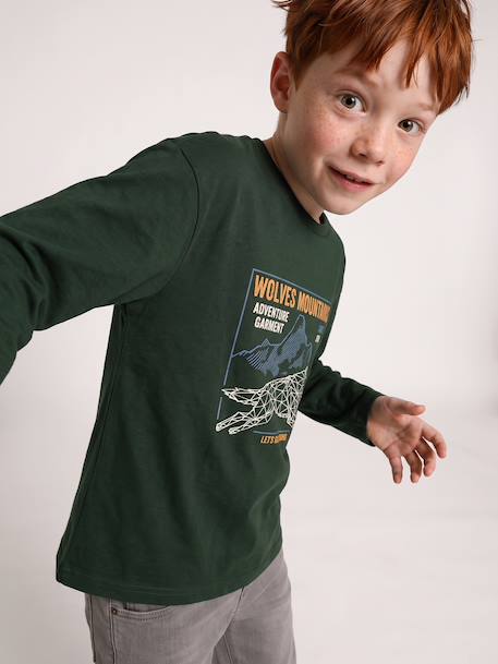 T-shirt manches longues garçon marine+vert - vertbaudet enfant 