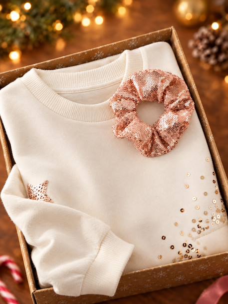 Christmas sweatshirt gift set for girls ecru - vertbaudet enfant 