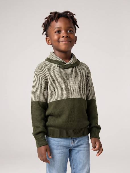 Pull col snood garçon marine+vert - vertbaudet enfant 