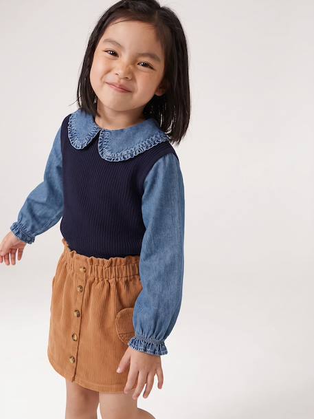 Pull col claudine lilas+marine+tomette - vertbaudet enfant 