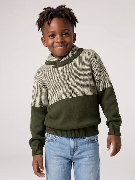 Pull col snood garçon marine+vert - vertbaudet enfant 