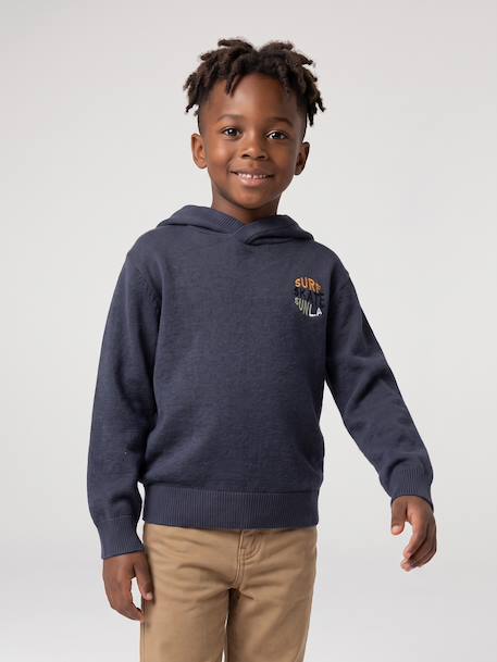 Pull à capuche garçon bleu chiné - vertbaudet enfant 