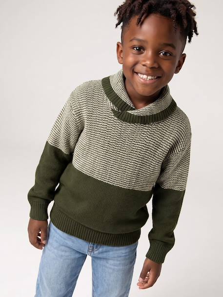 Pull col snood garçon marine+vert - vertbaudet enfant 