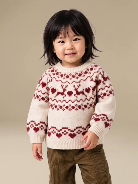 Long-sleeved jumper for baby girls vanilla - vertbaudet enfant 