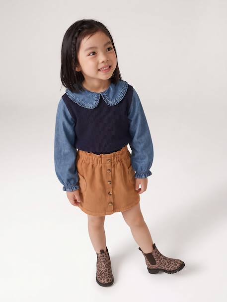 2-in-1 jumper for girls lilac+navy blue+tomato red - vertbaudet enfant 