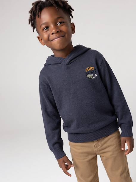 Pull à capuche garçon bleu chiné - vertbaudet enfant 