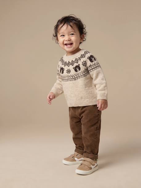 Corduroy Trousers for Babies brown+caramel+grey blue+lichen - vertbaudet enfant 
