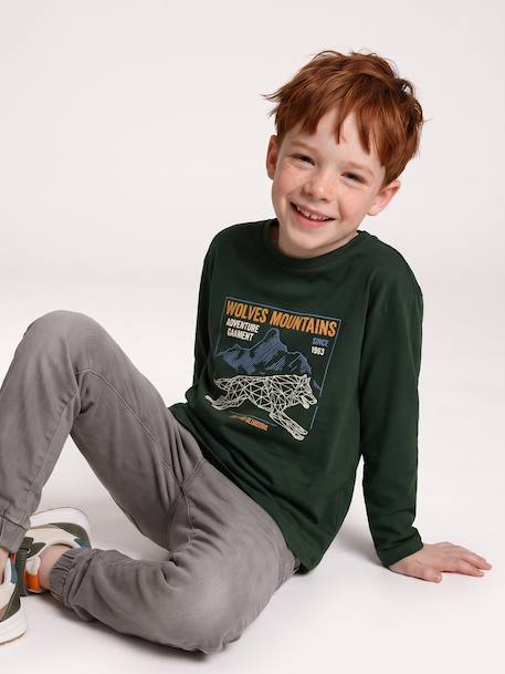 Long-sleeved T-shirt for boys green+navy blue - vertbaudet enfant 