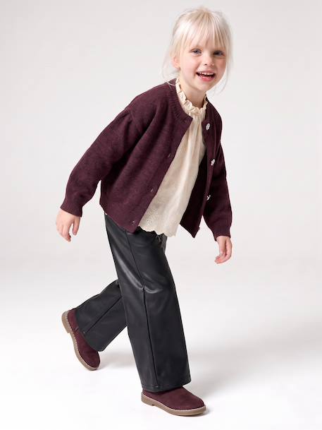 Gilet fille boutons bijoux prune - vertbaudet enfant 