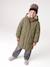 Long Lightweight Jacket with Hood & Faux Fur Lining, for Girls black+khaki - vertbaudet enfant 