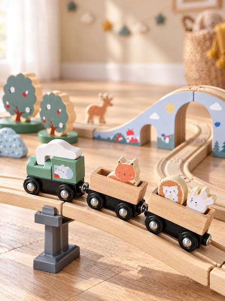 Circuit de train 55 pièces en bois FSC® bois - vertbaudet enfant 