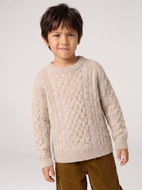 Long-sleeved cable knit jumper for boys - vertbaudet enfant