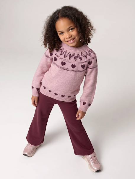 Knitted jumper Jacquard with long sleeves for girls pale pink+sage green - vertbaudet enfant 