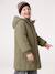 Long Lightweight Jacket with Hood & Faux Fur Lining, for Girls black+khaki - vertbaudet enfant 