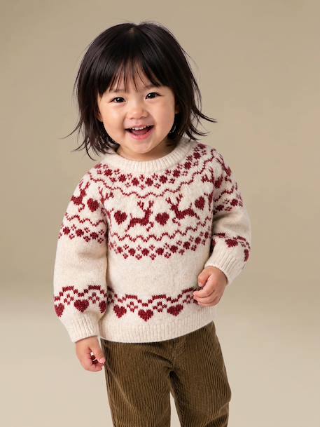 Long-sleeved jumper for baby girls vanilla - vertbaudet enfant 