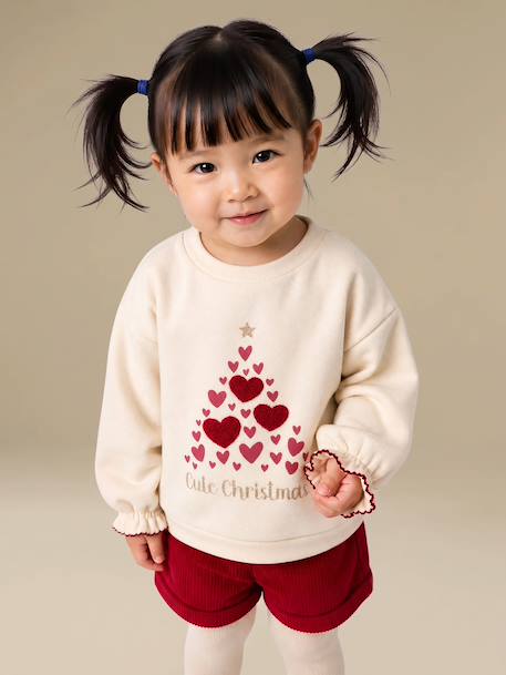 Ensemble Noël bébé fille sweat short collants rouge - vertbaudet enfant 