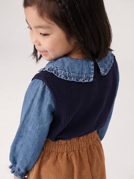 2-in-1 jumper for girls lilac+navy blue+tomato red - vertbaudet enfant 