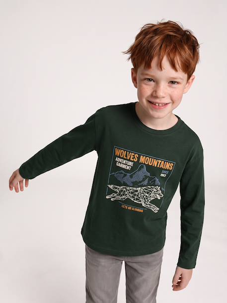 Long-sleeved T-shirt for boys green+navy blue - vertbaudet enfant 