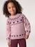 Knitted jumper Jacquard with long sleeves for girls pale pink+sage green - vertbaudet enfant 